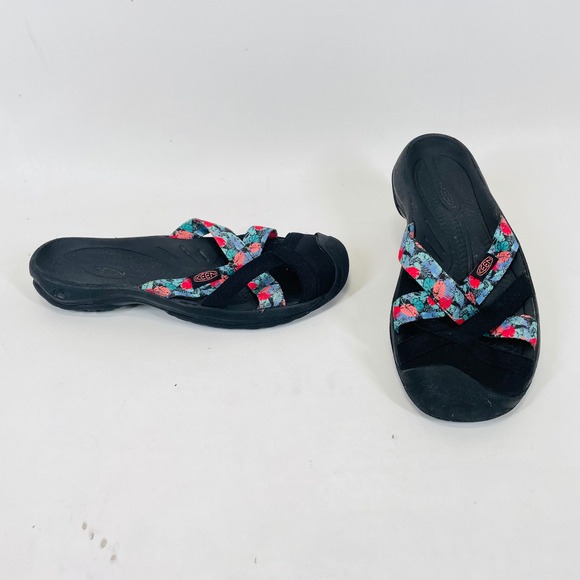 Keen Shoes - Keen Bali Strap Sandals Womens 8.5 Black Floral Slide 1022434